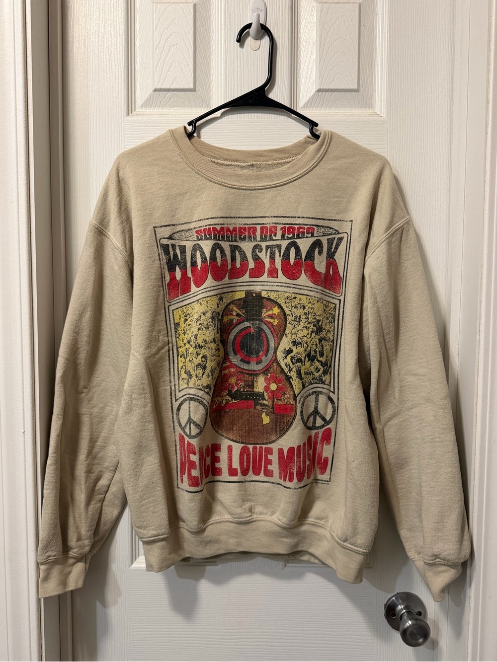Woodstock Graphic Crewneck Sweatshirt - Beige